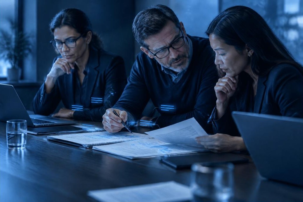 Expert panel reviewing AI transcripts