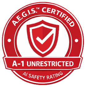 Sello A.E.G.I.S.™ certificado: calificación A-1 Unrestricted de seguridad en IA