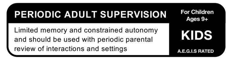 Marchio A.E.G.I.S.™ Rated Kids: da 9 anni in su, supervisione periodica di un adulto