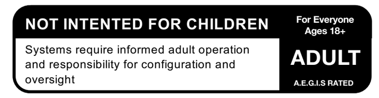 A.E.G.I.S.™ Rated Adult mark: ages 18+, not intended for children