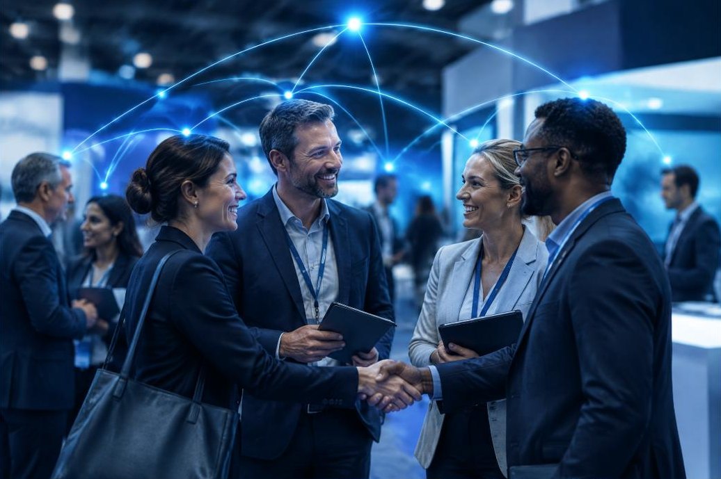 Buyers, insurers and procurement managers connecting at a trade show